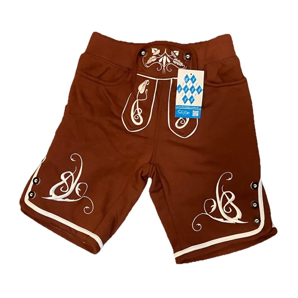 Schoneberger Adam Lederhosen Shorts Sweatpants Knit Brown Size S NWT Octoberfest